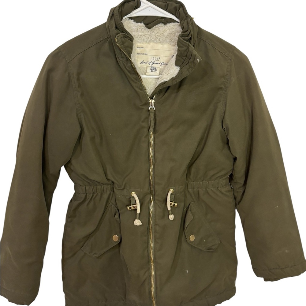 Olive Green Jacket with Drawstring Waist